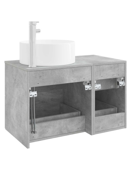 Set di mobili per il bagno 2 pz Grigio Cemento