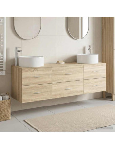 Set di mobili per il bagno 3 pz Rovere Sonoma