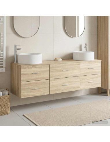 Set di mobili per il bagno 3 pz Rovere Sonoma