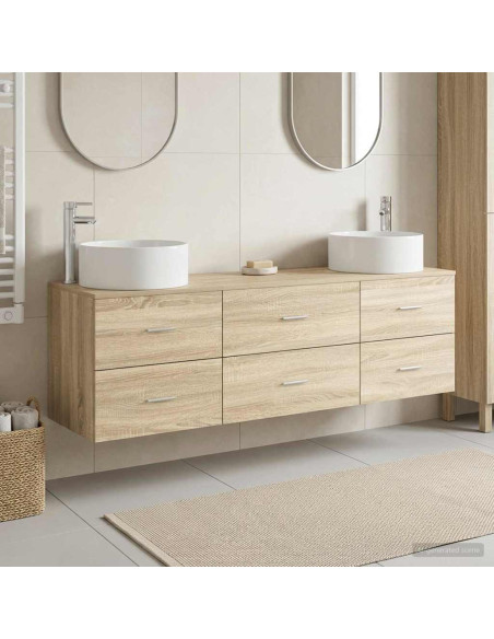 Set di mobili per il bagno 3 pz Rovere Sonoma