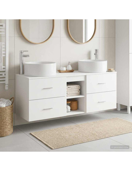 Set di mobili per il bagno 3 pz Bianco 49,5 x 44,5 x 65,5 cm