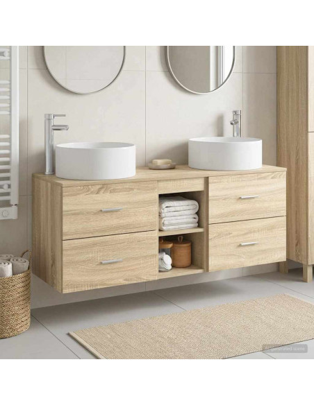 Set di mobili per il bagno 3 pz Rovere Sonoma