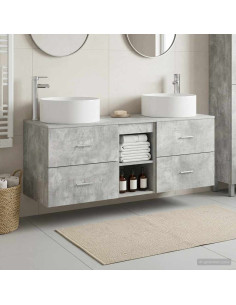 Set di mobili per il bagno 3 pz Grigio Cemento