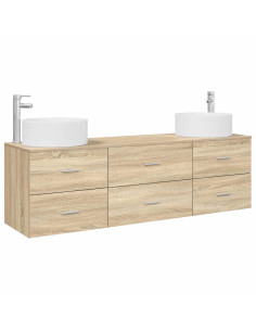 Set di mobili per il bagno 3 pz Rovere Sonoma 2