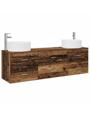 Set di mobili per il bagno 3 pz Legno antico