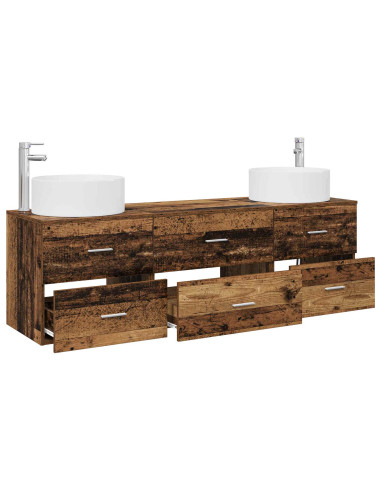 Set di mobili per il bagno 3 pz Legno antico