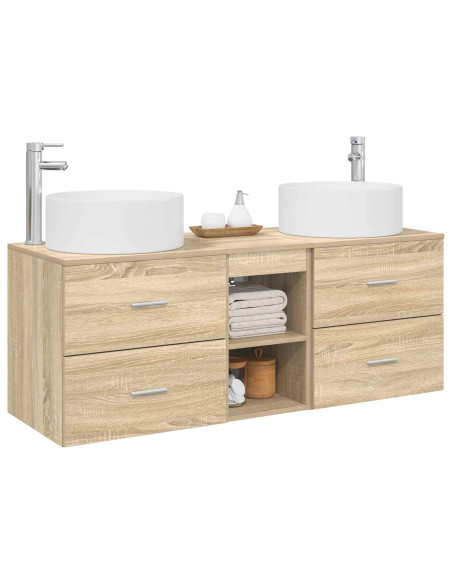 Set di mobili per il bagno 3 pz Rovere Sonoma