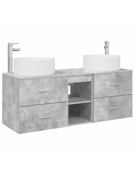 Set di mobili per il bagno 3 pz Grigio Cemento