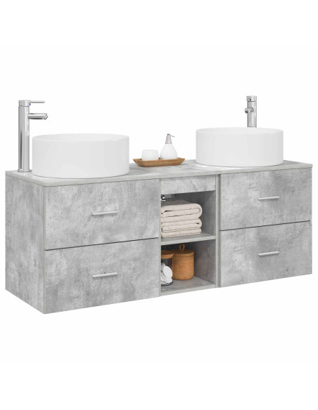 Set di mobili per il bagno 3 pz Grigio Cemento