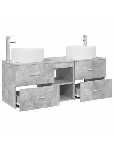 Set di mobili per il bagno 3 pz Grigio Cemento
