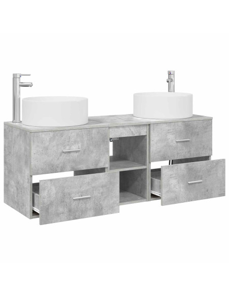 Set di mobili per il bagno 3 pz Grigio Cemento