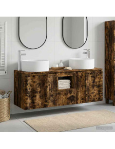 Set di Armadi da Bagno 3 pz Rovere Fumo 49,5 x 44,5 x 65,5 cm