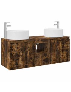 Set di Armadi da Bagno 3 pz Rovere Fumo 49,5 x 44,5 x 65,5 cm 2