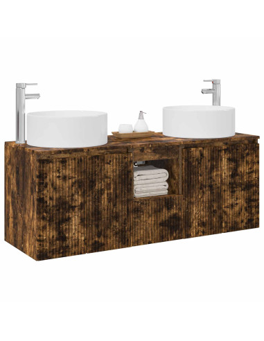 Set di Armadi da Bagno 3 pz Rovere Fumo 49,5 x 44,5 x 65,5 cm
