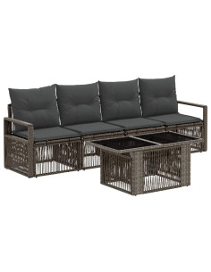 Set Divano da Giardino 5 pz Grigio e Grigio Scuro polyrattan 2