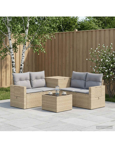 Set di divani 6 pz Beige e Grigio Chiaro