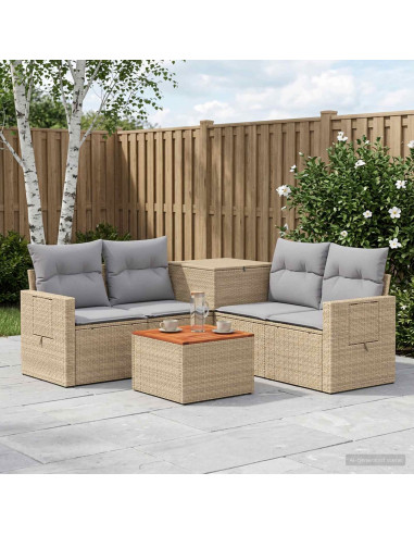 Set di divani 6 pz Beige e Grigio Chiaro