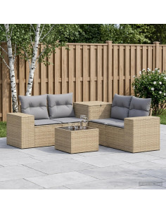 Set di divani 6 pz Beige e Grigio Chiaro