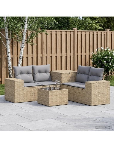 Set di divani 6 pz Beige e Grigio Chiaro