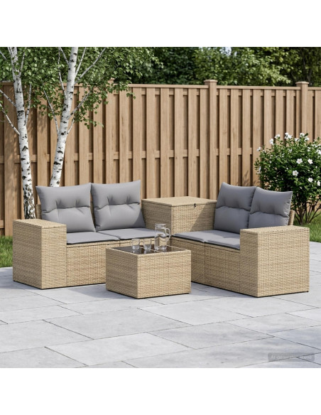 Set di divani 6 pz Beige e Grigio Chiaro