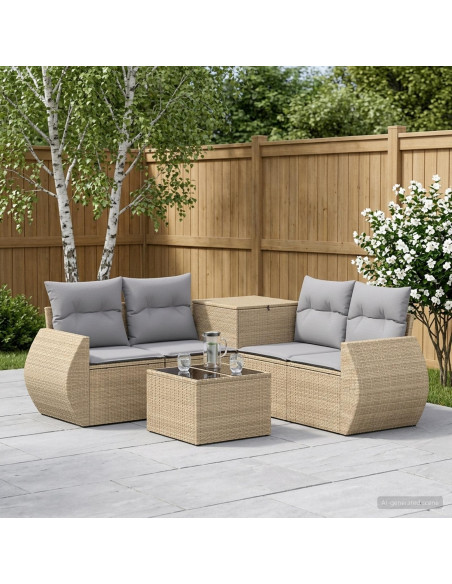 Set di divani 6 pz Beige e Grigio Chiaro