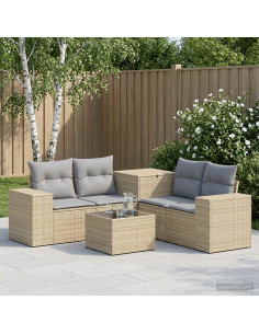 Set di divani 6 pz Beige e Grigio Chiaro