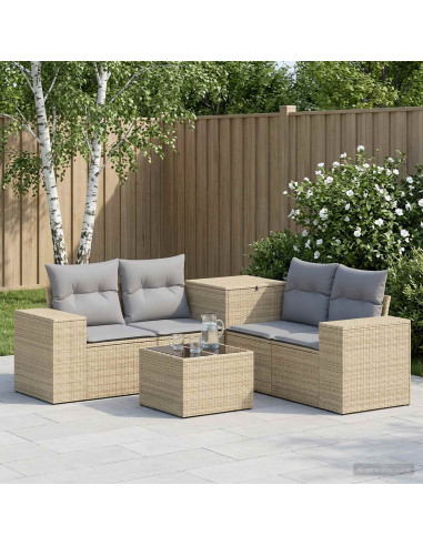 Set di divani 6 pz Beige e Grigio Chiaro
