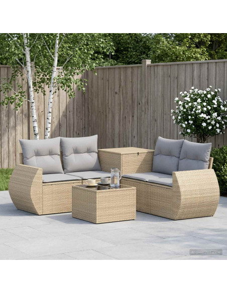 Set di divani 6 pz Beige e Grigio Chiaro