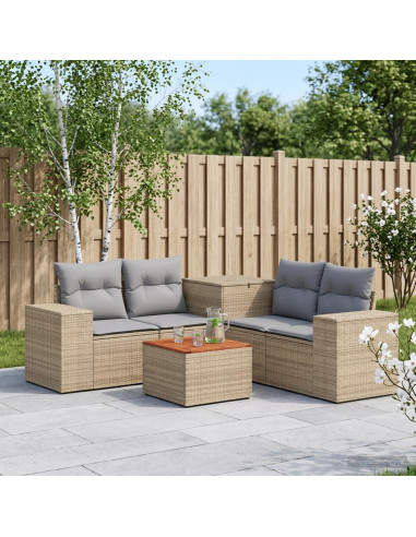 Set di divani 6 pz Beige e Grigio Chiaro