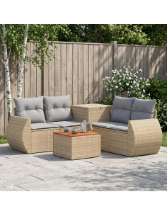 Set di divani 6 pz Beige e Grigio Chiaro