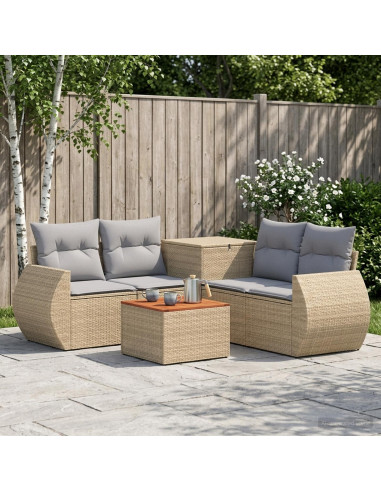 Set di divani 6 pz Beige e Grigio Chiaro