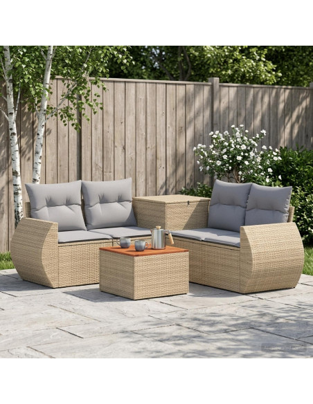 Set di divani 6 pz Beige e Grigio Chiaro