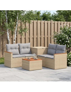 Set di divani 6 pz Beige e Grigio Chiaro