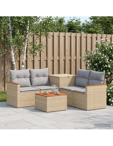 Set di divani 6 pz Beige e Grigio Chiaro