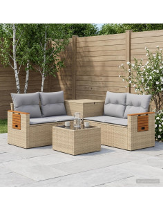 Set di divani 6 pz Beige e Grigio Chiaro