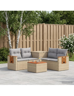 Set di divani 6 pz Beige e Grigio Chiaro
