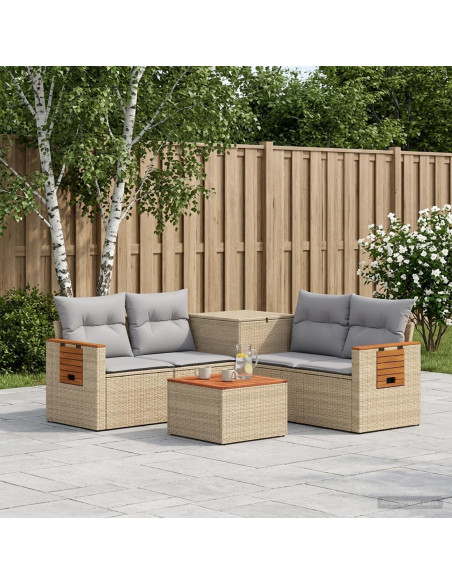 Set di divani 6 pz Beige e Grigio Chiaro