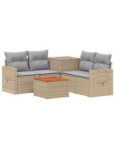 Set di divani 6 pz Beige e Grigio Chiaro 2