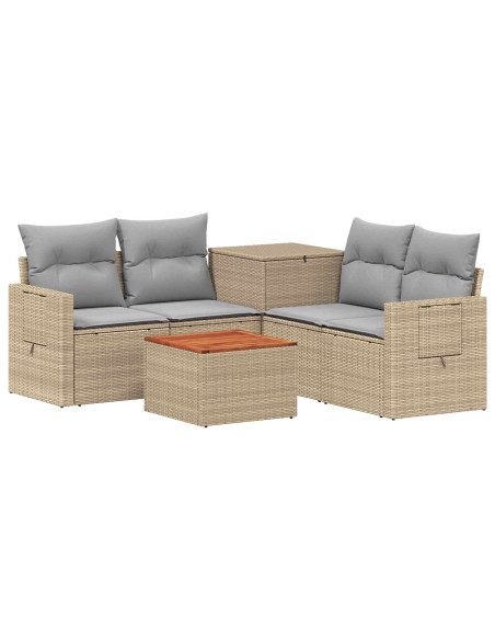 Set di divani 6 pz Beige e Grigio Chiaro