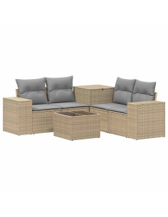 Set di divani 6 pz Beige e Grigio Chiaro 2