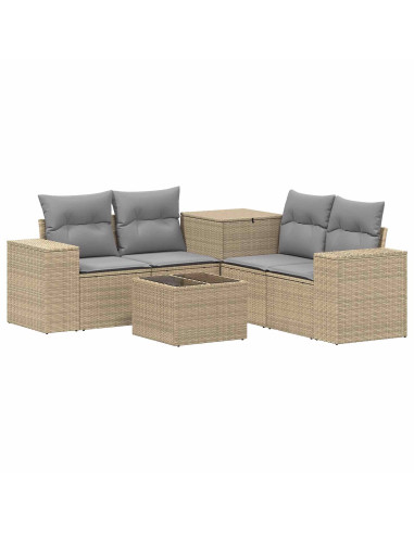 Set di divani 6 pz Beige e Grigio Chiaro