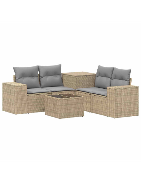 Set di divani 6 pz Beige e Grigio Chiaro
