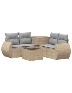 Set di divani 6 pz Beige e Grigio Chiaro 2