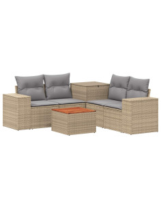 Set di divani 6 pz Beige e Grigio Chiaro 2