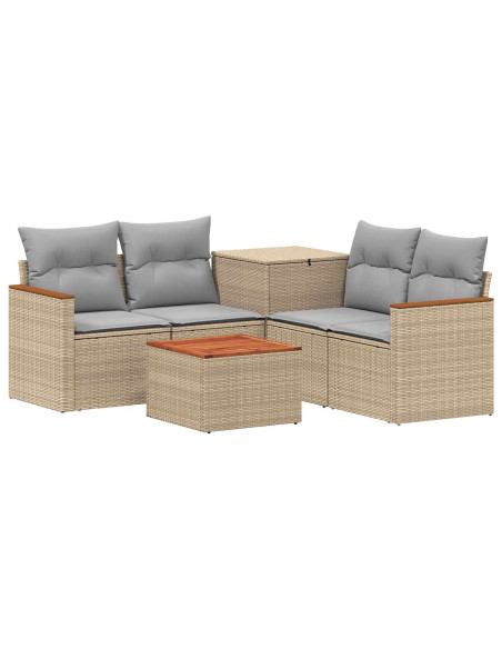 Set di divani 6 pz Beige e Grigio Chiaro