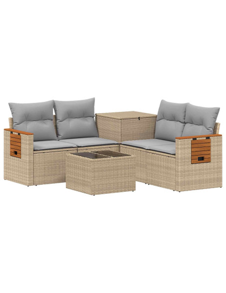 Set di divani 6 pz Beige e Grigio Chiaro