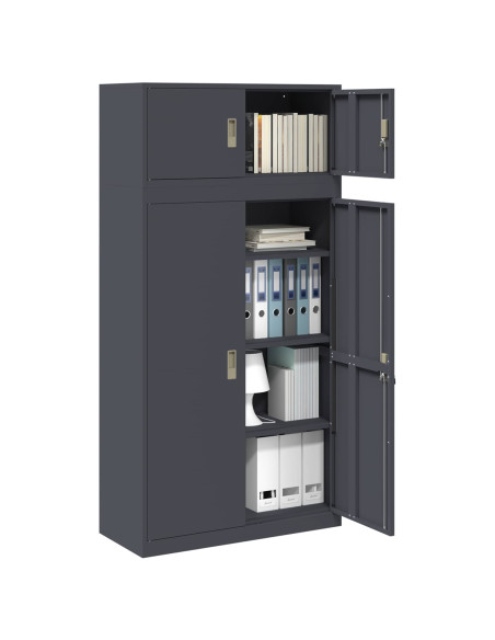 Armadio 2 pz Antracite 90 x 40 x 180 cm Acciaio Bloccabile