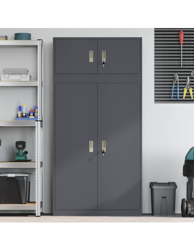 Armadio 2 pz Antracite 90 x 40 x 180 cm Acciaio Bloccabile