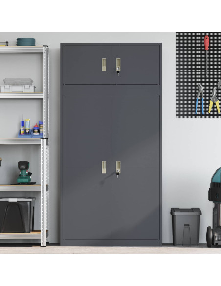 Armadio 2 pz Antracite 90 x 40 x 180 cm Acciaio Bloccabile