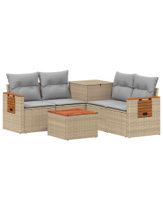Set di divani 6 pz Beige e Grigio Chiaro 2